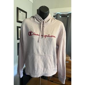 Womens Embroidered Logo Champion Hoodie Sweatshirt Sz Small Fuchsia/Lavender